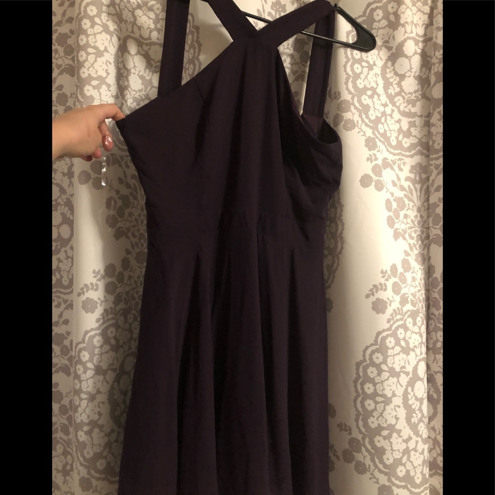 Front crisscross deep purple dress